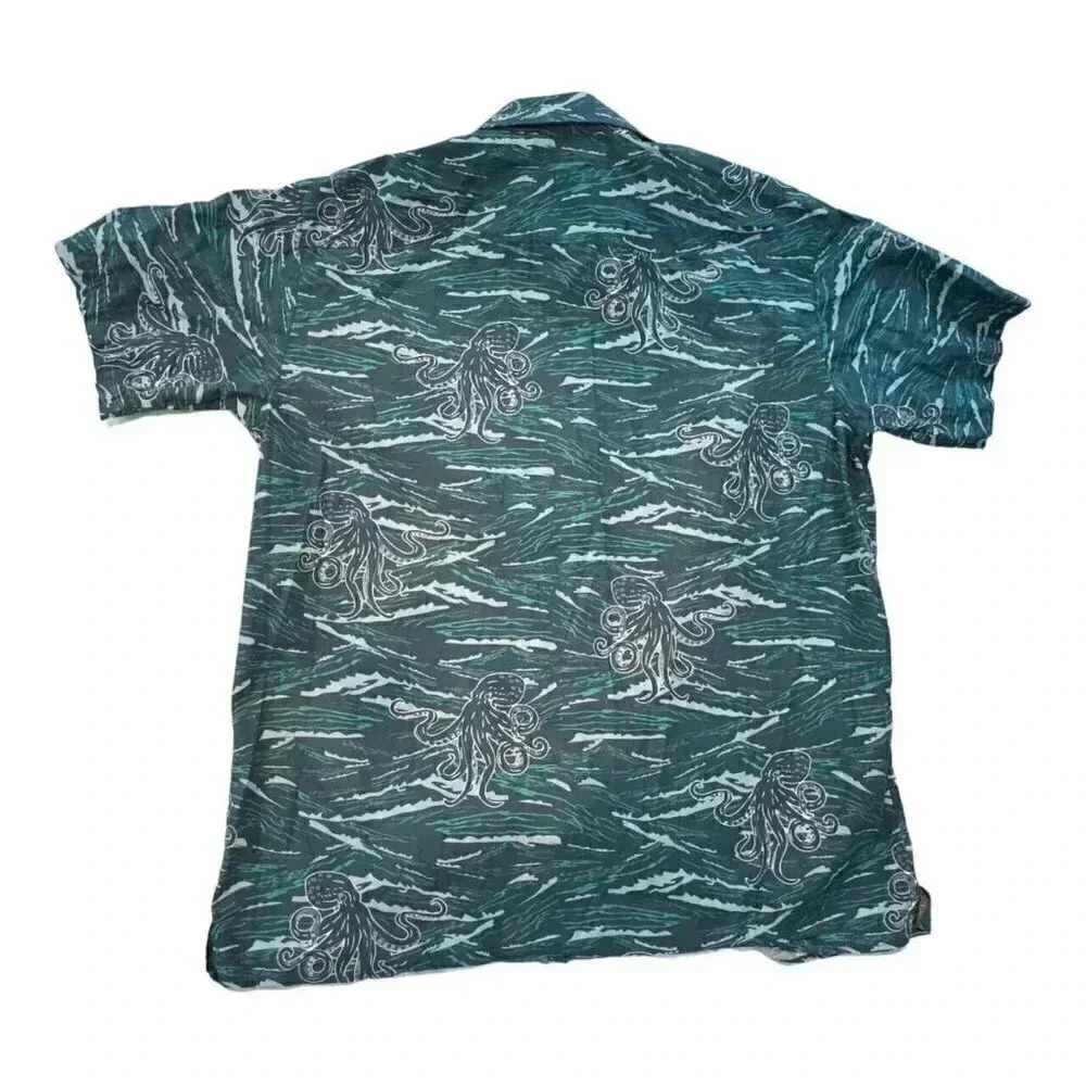 Galoha Kraken/Octopus print Organic Cotton Button Up Men's size 2XL - Picture 2 of 6